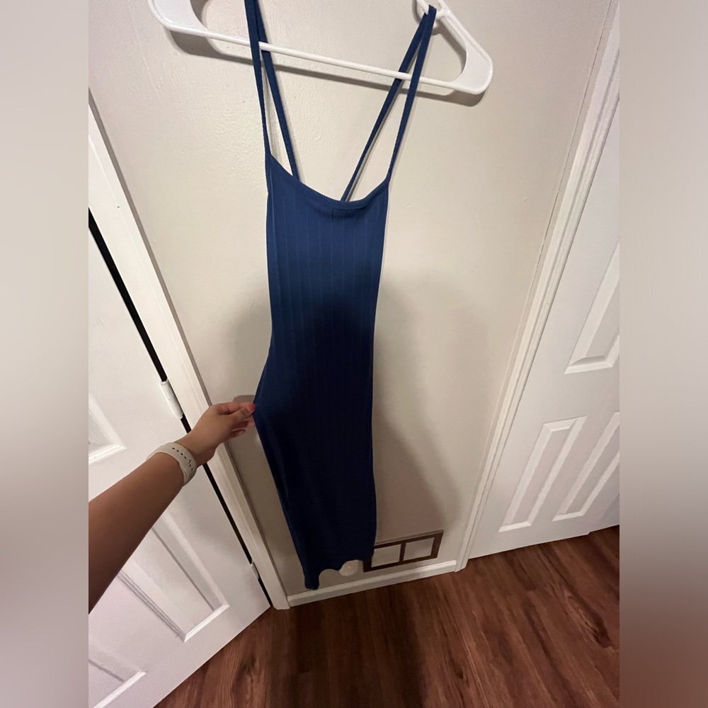 Blue body con midi dress